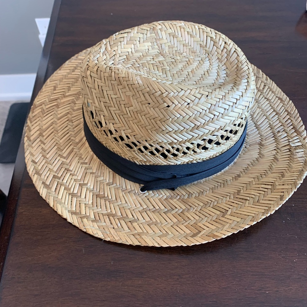 H&M Tan Straw Hat with Black Band